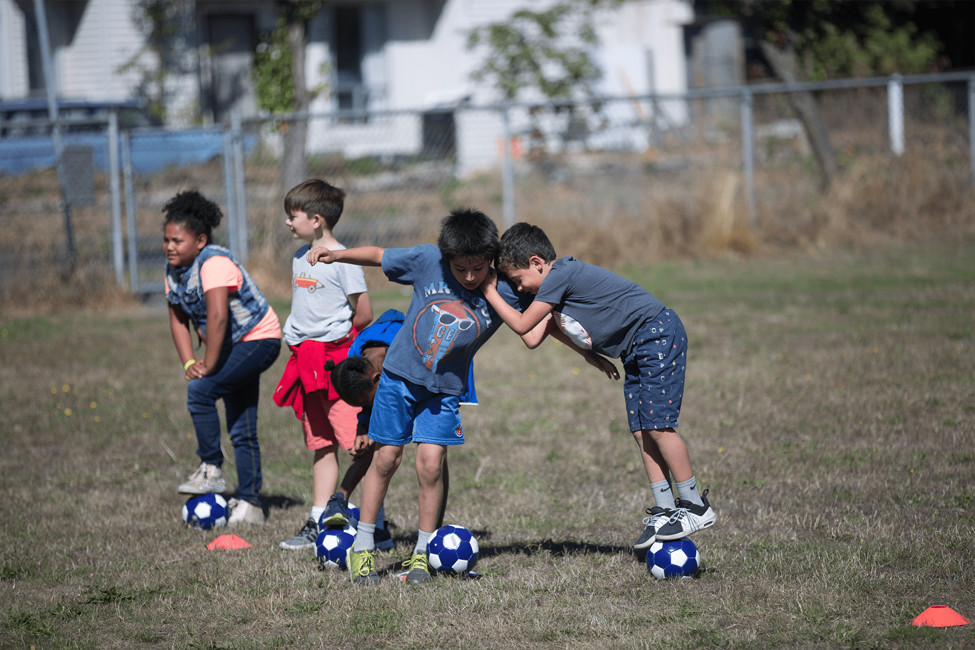 Youth children playing soccer