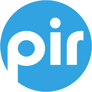 PIR Logo blue in color with cutout letters
